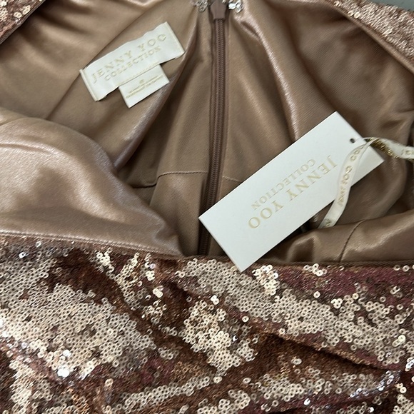 Jenny Yoo Gold Sequin Gown Sleeveless Plunge - Picture 3 of 4